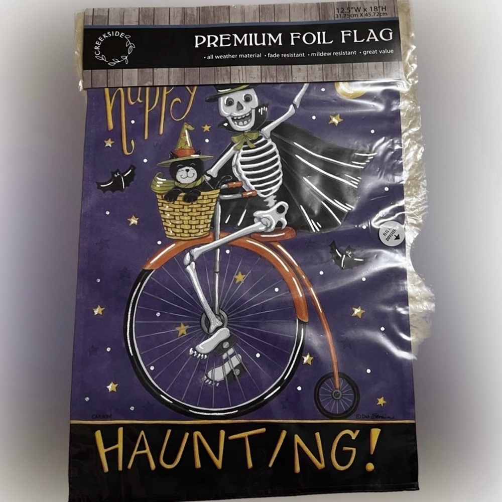 💥NWT Halloween Premium Foil Garden Flags 12.5 x 18  Vertical Double Side